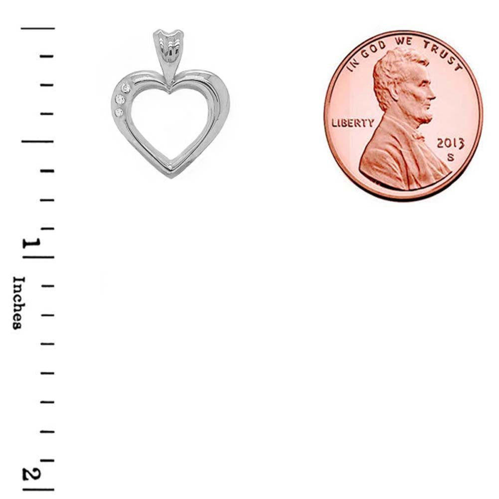 Sterling Silver Heart Diamond Pendant Necklace, view 3