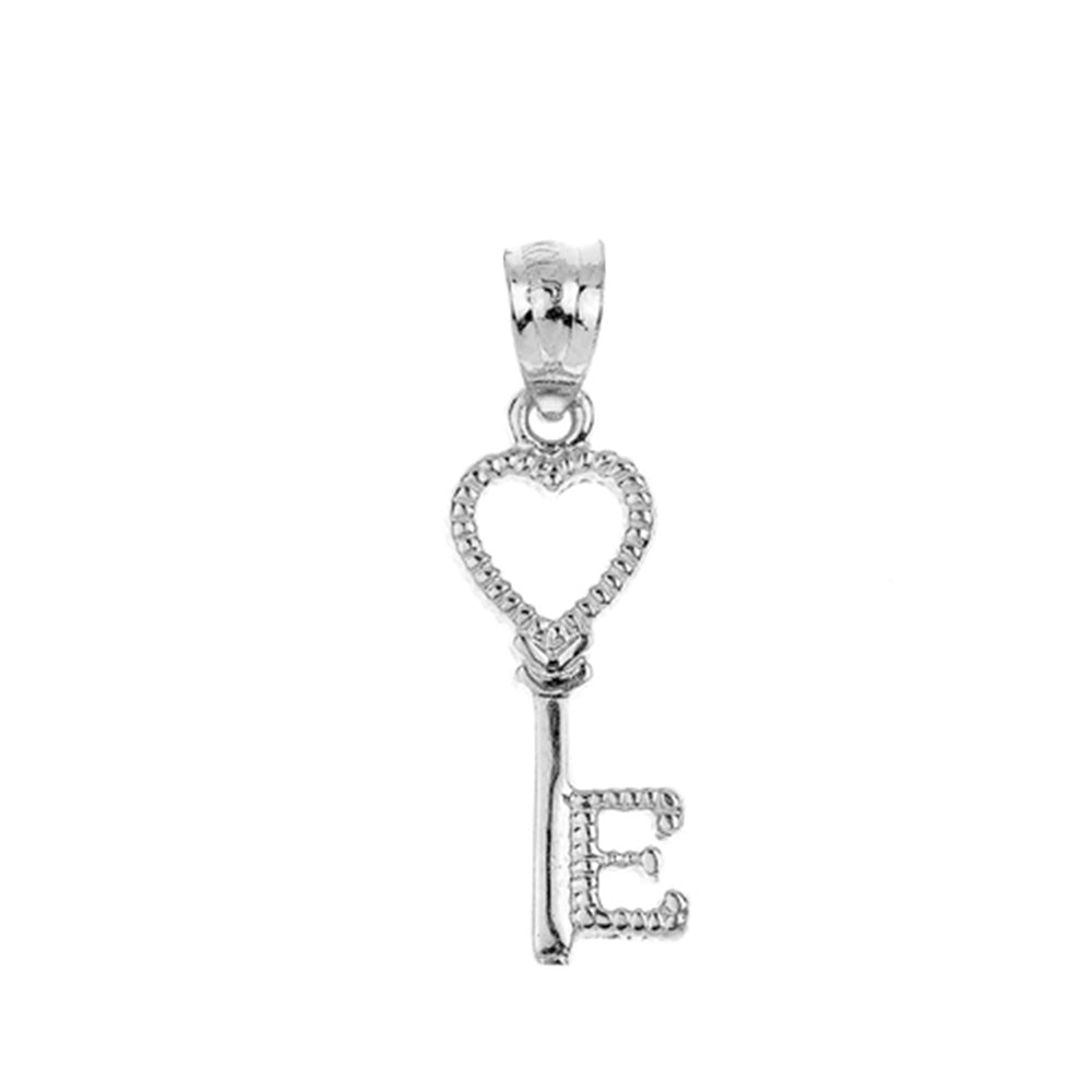 Sterling Silver Heart Key Pendant Necklace, view 2