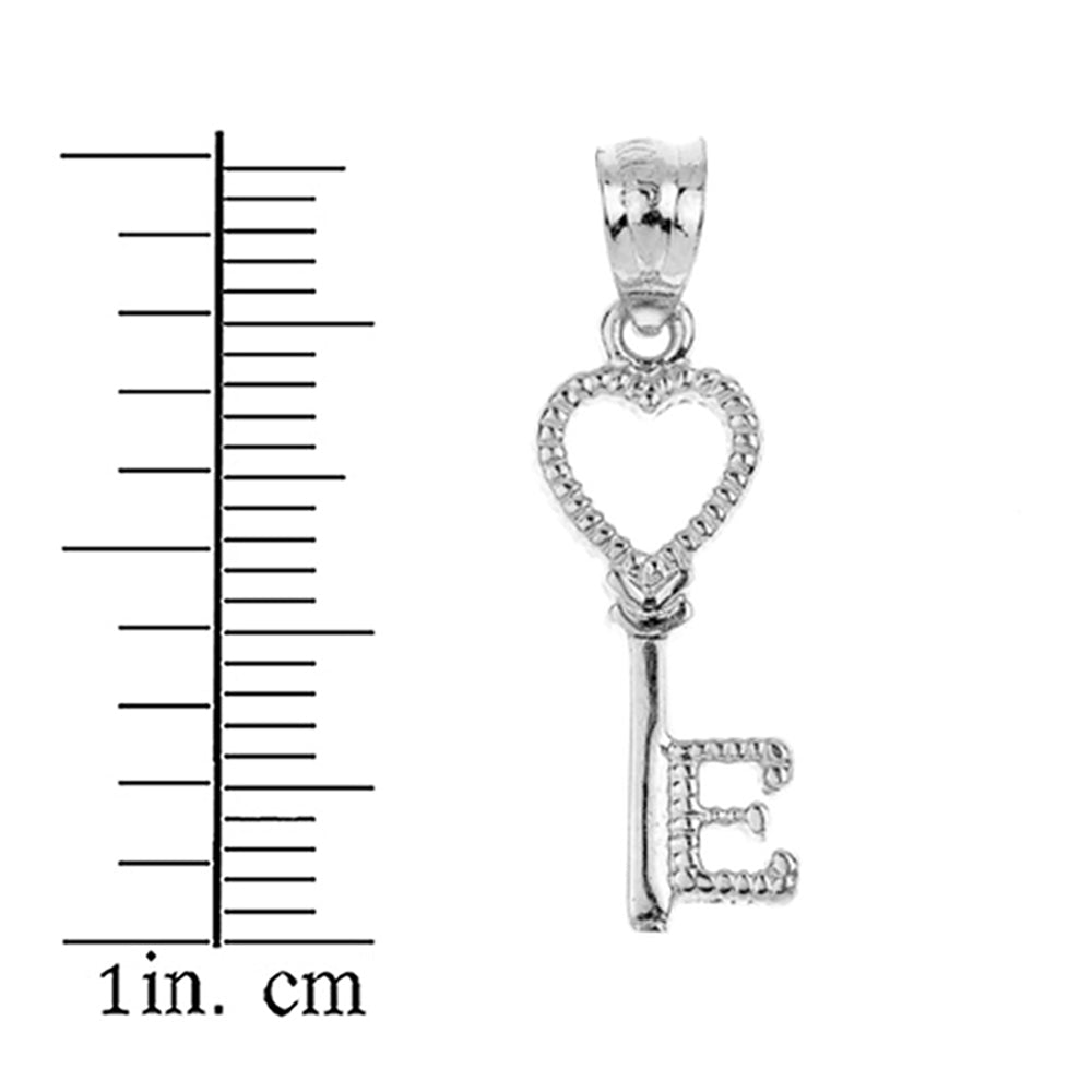 Sterling Silver Heart Key Pendant Necklace, view 3