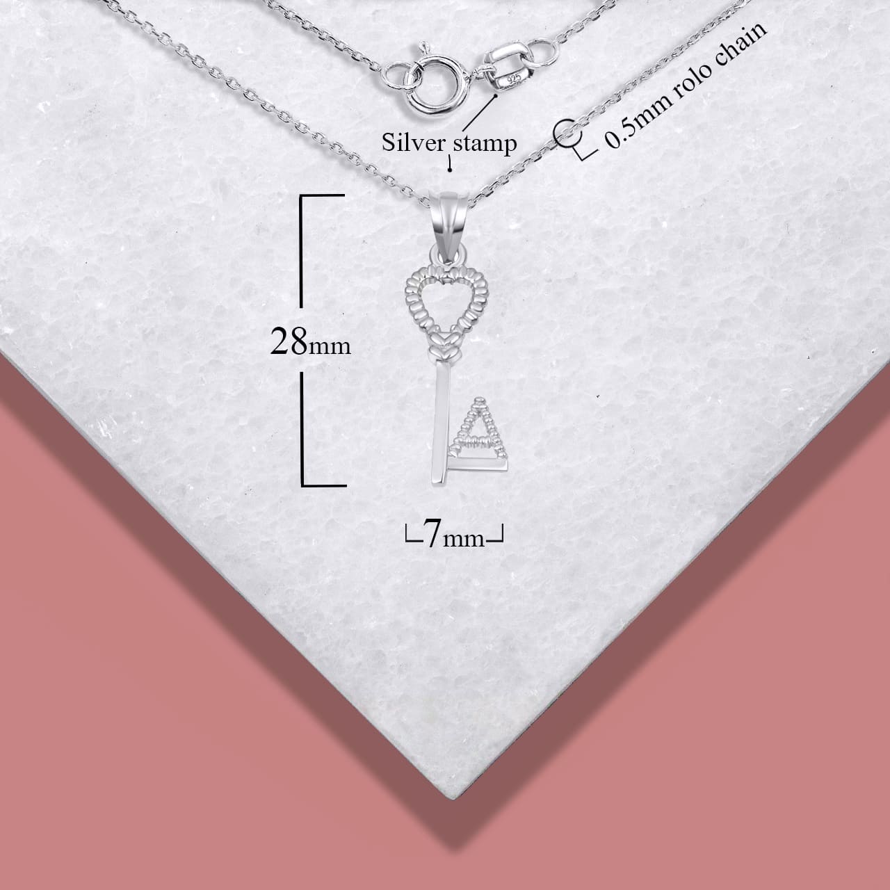 Sterling Silver Heart Lock & Key Letter "A-Z" Initial Love Pendant Necklace, view 3