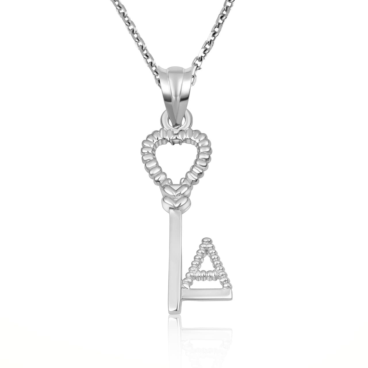 Sterling Silver Heart Lock & Key Letter "A-Z" Initial Love Pendant Necklace, view 4