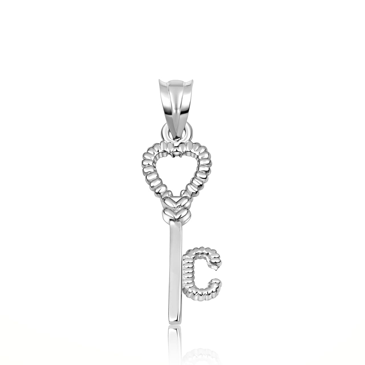 Sterling Silver Heart Lock & Key Letter "A-Z" Initial Love Pendant Necklace, view 6