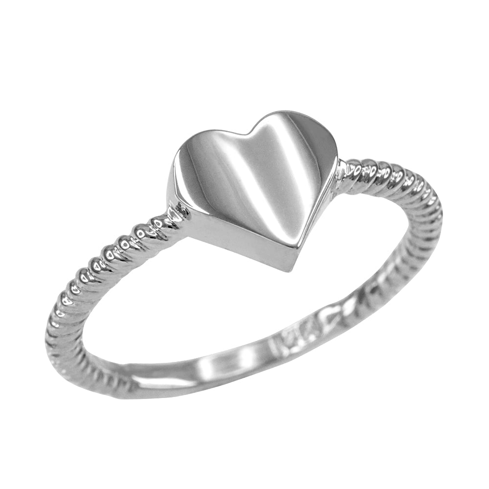 Sterling Silver Heart Rope Band Ring