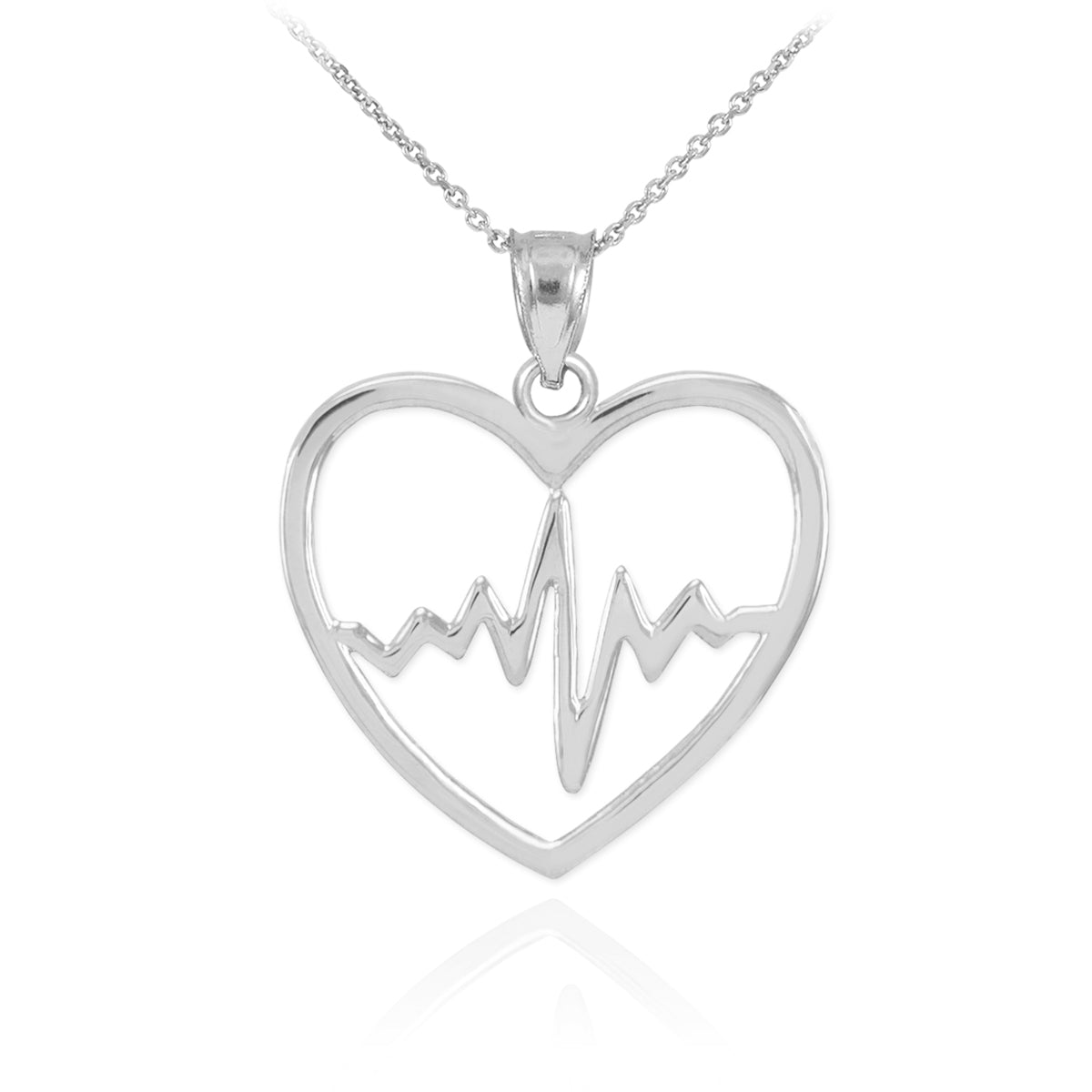 Sterling Silver Heartbeat EKG Pulse Pendant Necklace
