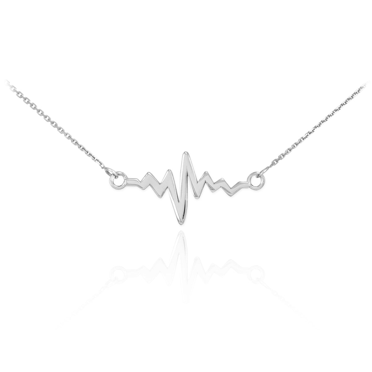 Sterling Silver Heartbeat Necklace — Width: 0.71