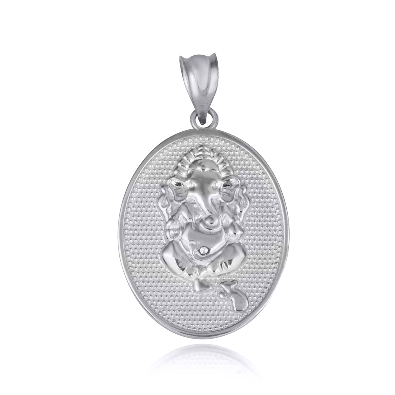 Sterling Silver Hindu Elephant God Ganesha Beaded Medallion Pendant Necklace