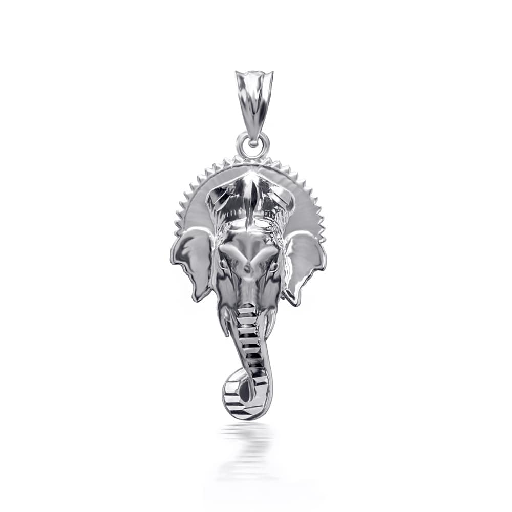 Sterling Silver Hindu Elephant God Ganesha Pendant Necklace