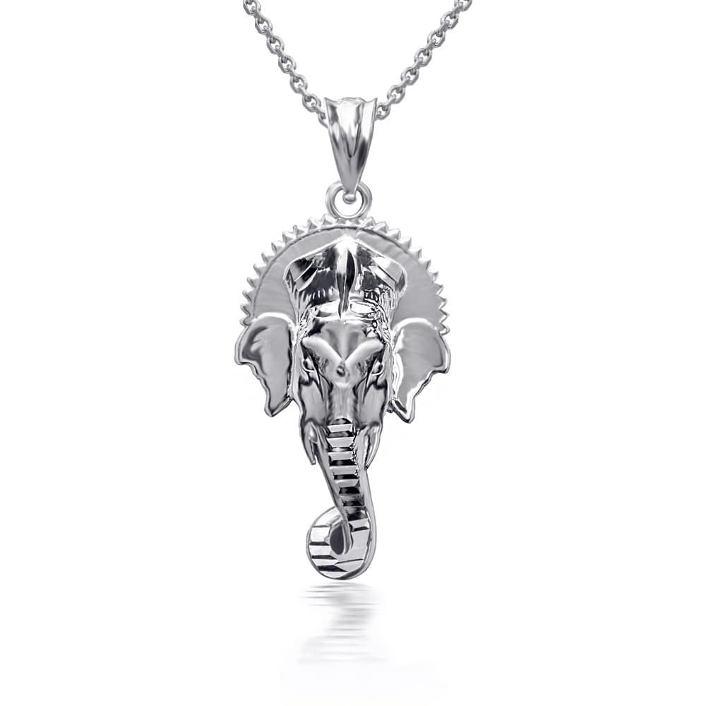 Sterling Silver Hindu Elephant God Ganesha Pendant Necklace, view 2