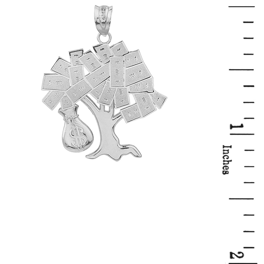 Sterling Silver Hip Hop Money Tree Money Bag Pendant Necklace, view 3