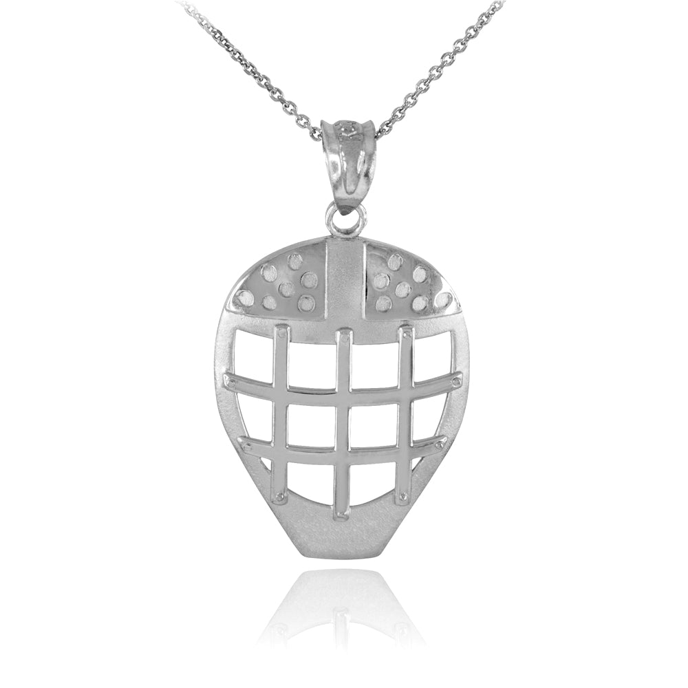 Sterling Silver Hockey Goalie Mask Sports Pendant Necklace