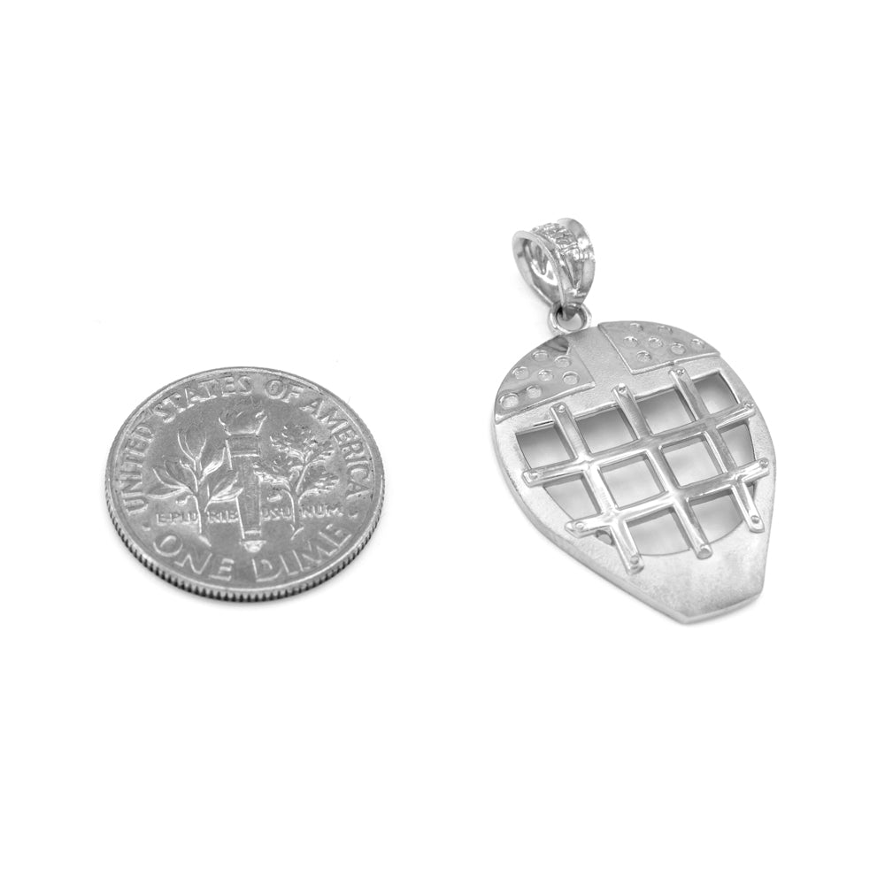 Sterling Silver Hockey Goalie Mask Sports Pendant Necklace, view 2