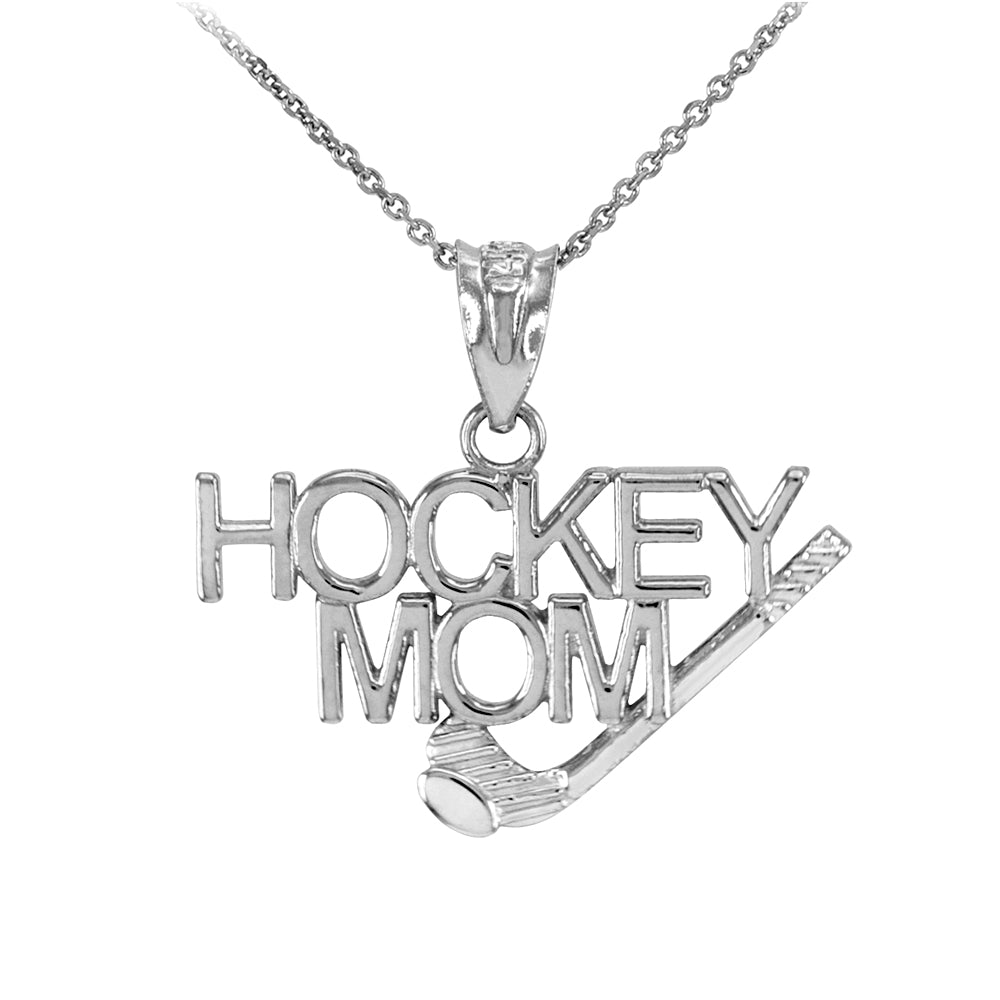 Sterling Silver HOCKEY MOM Sports Pendant Necklace