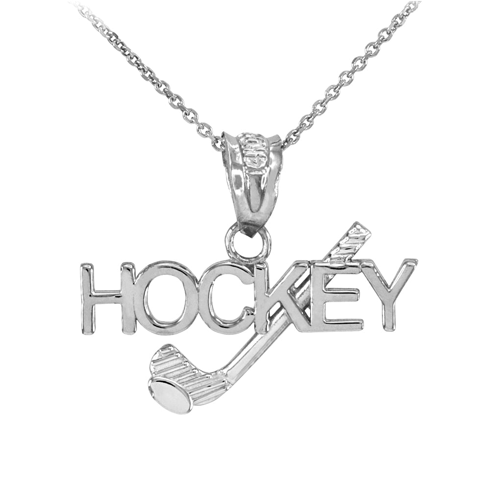Sterling Silver HOCKEY Sports Charm Pendant Necklace