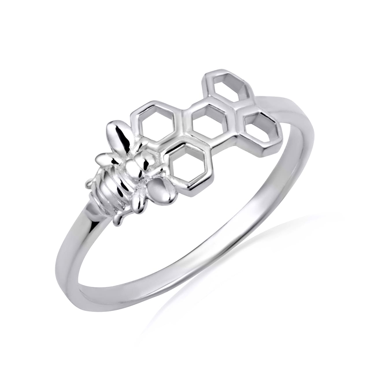 Sterling Silver Honeycomb Bee Ring