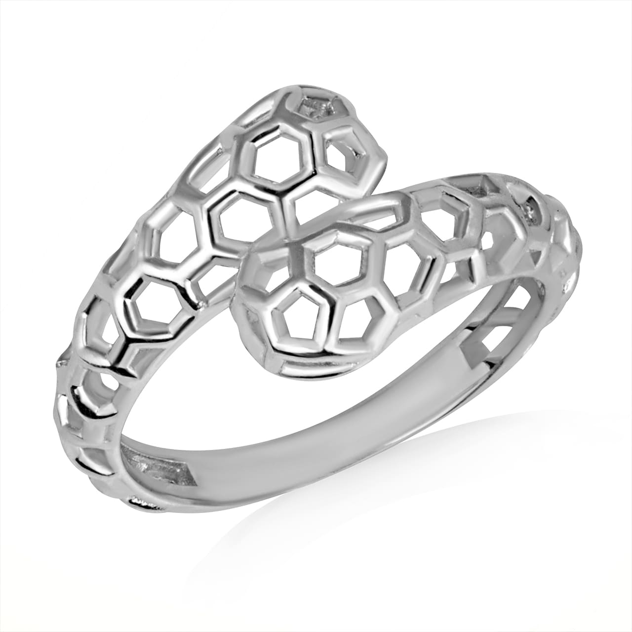 Sterling Silver Honeycomb Beehive Wraparound Band Ring
