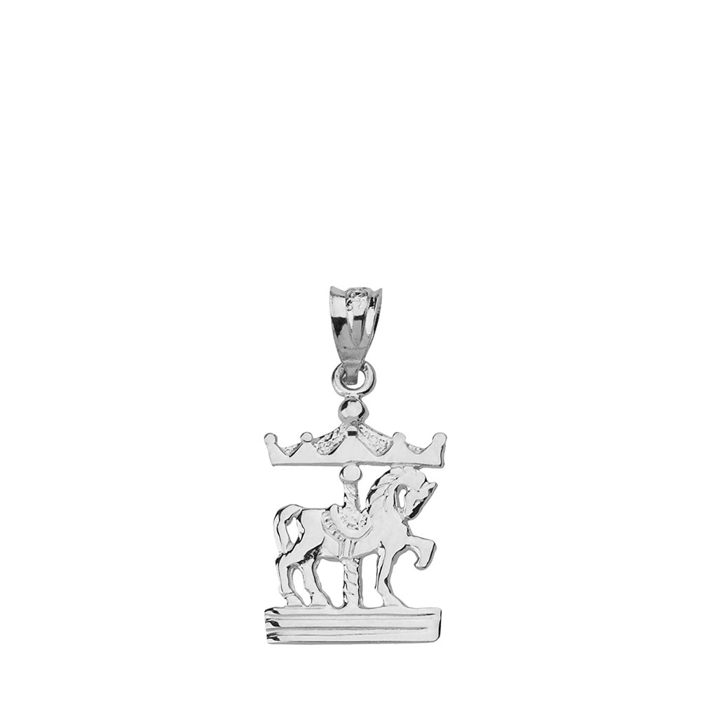 Sterling Silver Horse Carousel Pendant Necklace, view 2