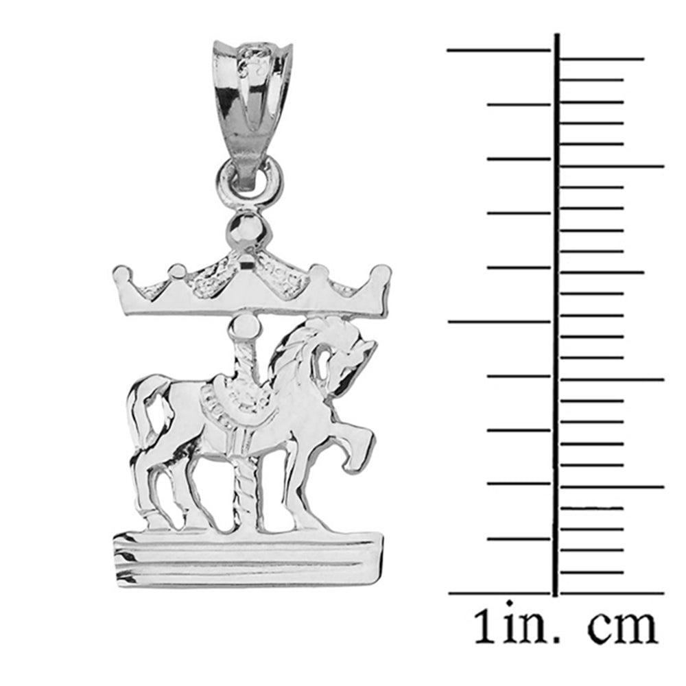 Sterling Silver Horse Carousel Pendant Necklace, view 3