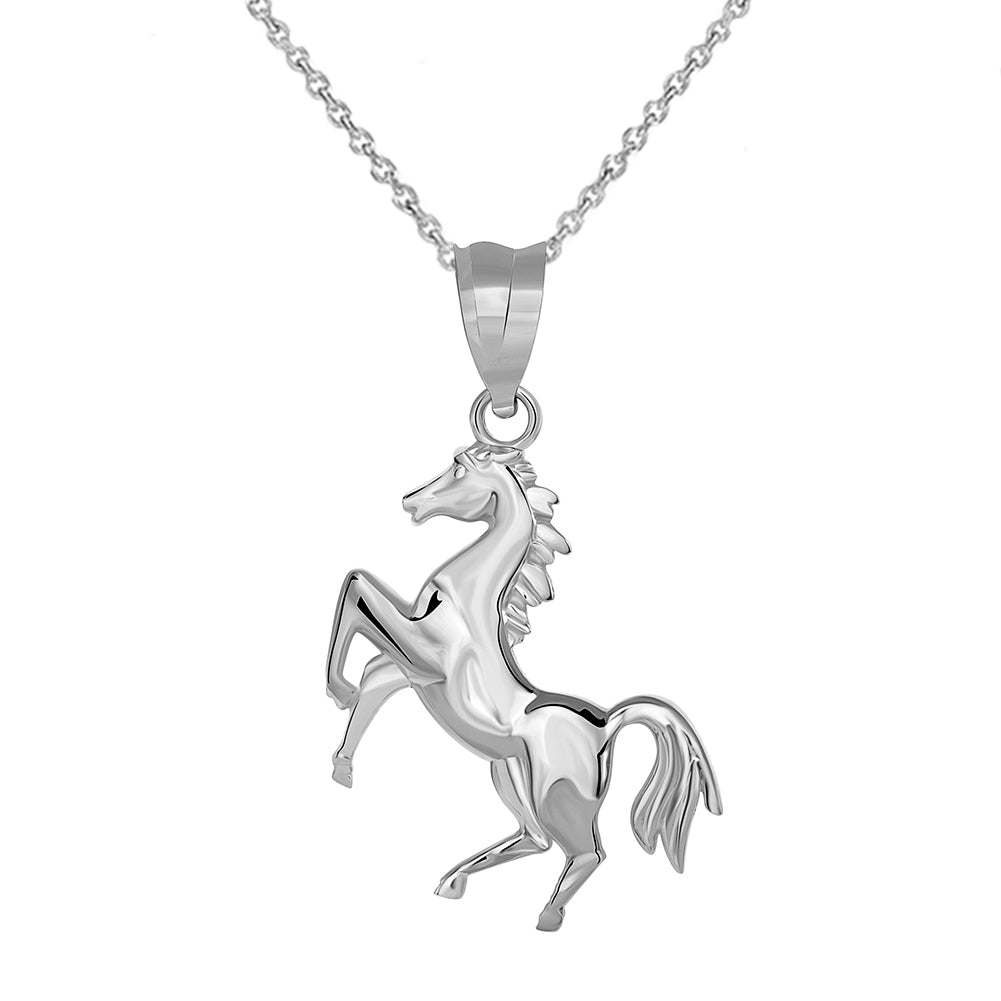 Sterling Silver Horse Stallion Pendant Necklace