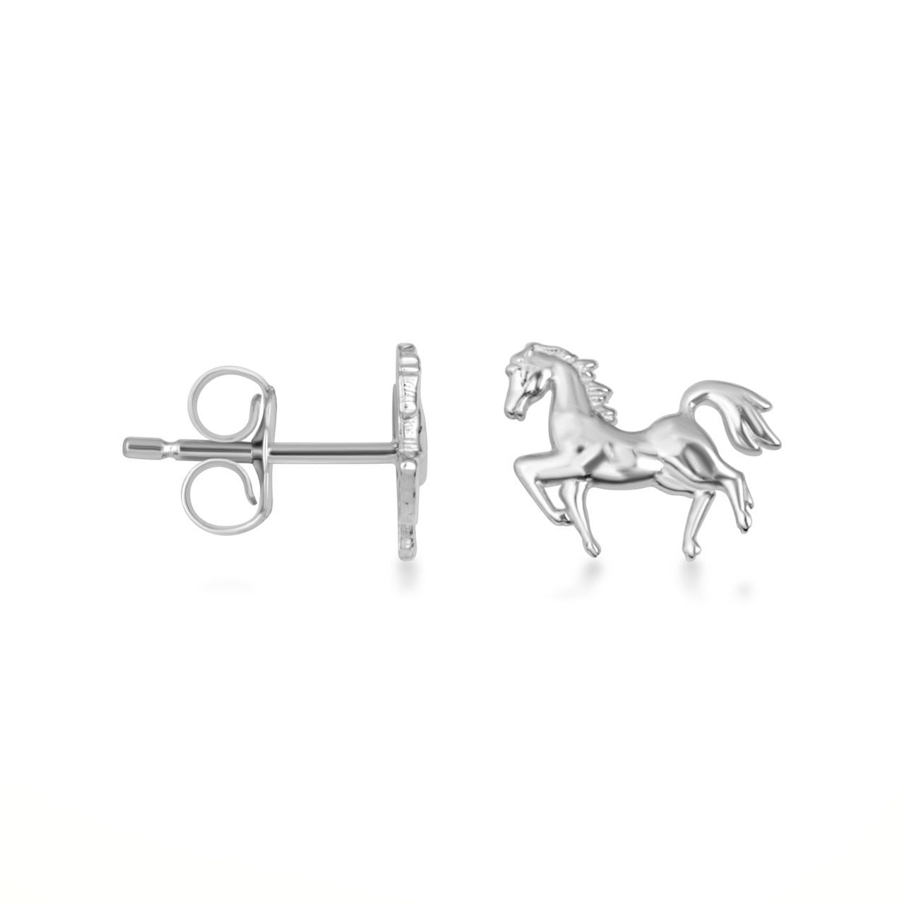 Sterling Silver Horse Stallion Stud Earrings