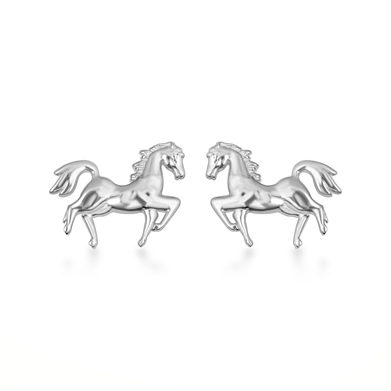 Sterling Silver Horse Stallion Stud Earrings, view 4