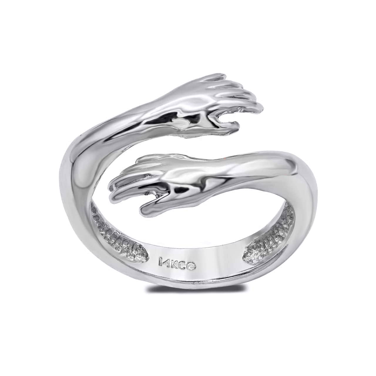 Sterling Silver Hugging Hands Band Ring