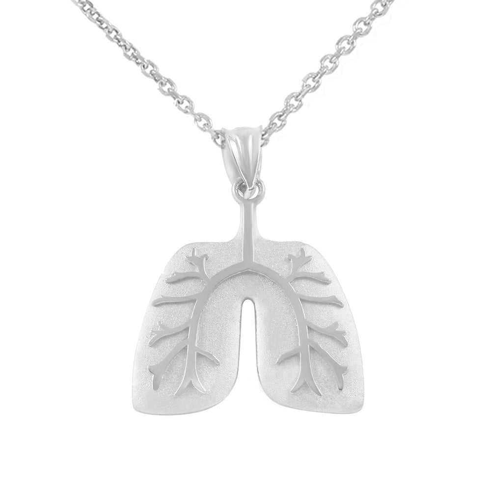 Sterling Silver Human Lungs Anatomy Pendant Necklace