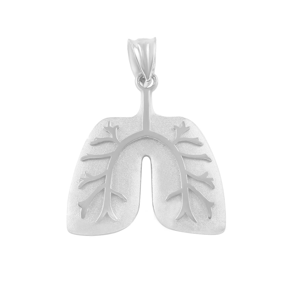 Sterling Silver Human Lungs Anatomy Pendant Necklace, view 2
