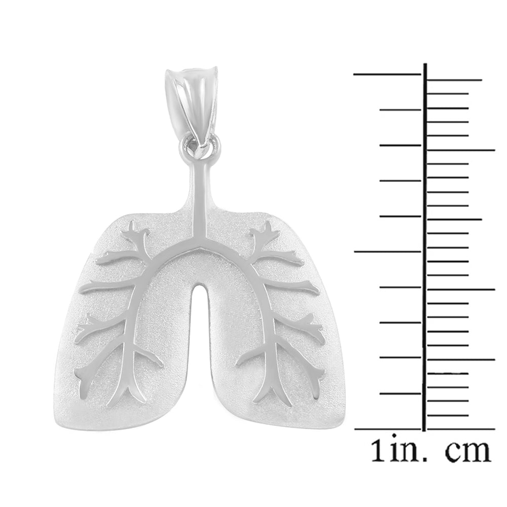 Sterling Silver Human Lungs Anatomy Pendant Necklace, view 3