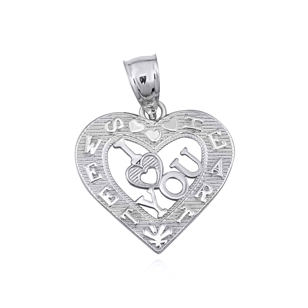 Sterling Silver I Love You Sweet Heart Pendant Necklace
