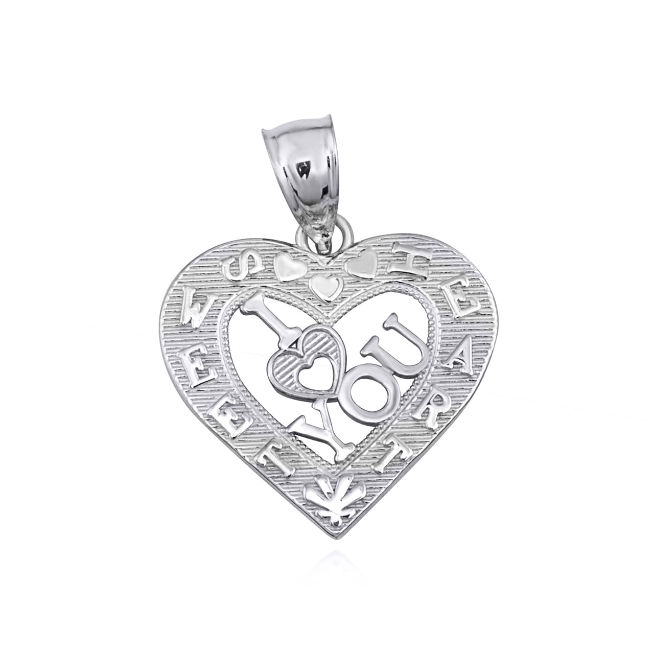 Sterling Silver I Love You Sweet Heart Pendant Necklace