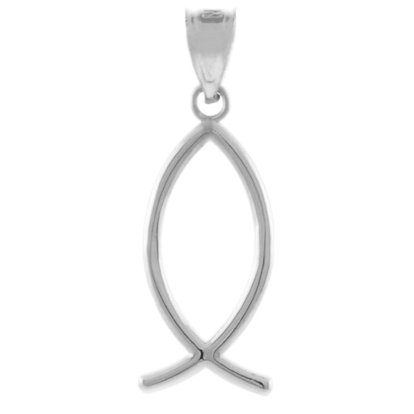 Sterling Silver Ichthus (Fish) Vertical Pendant Necklace, view 2