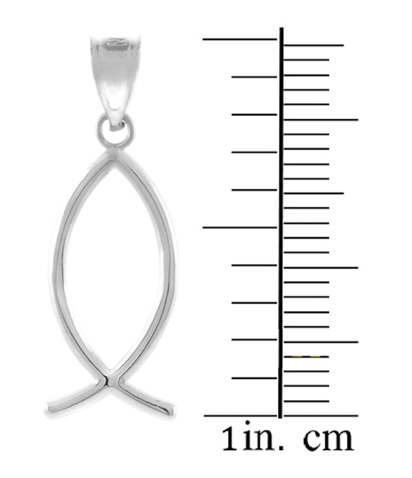 Sterling Silver Ichthus (Fish) Vertical Pendant Necklace, view 3