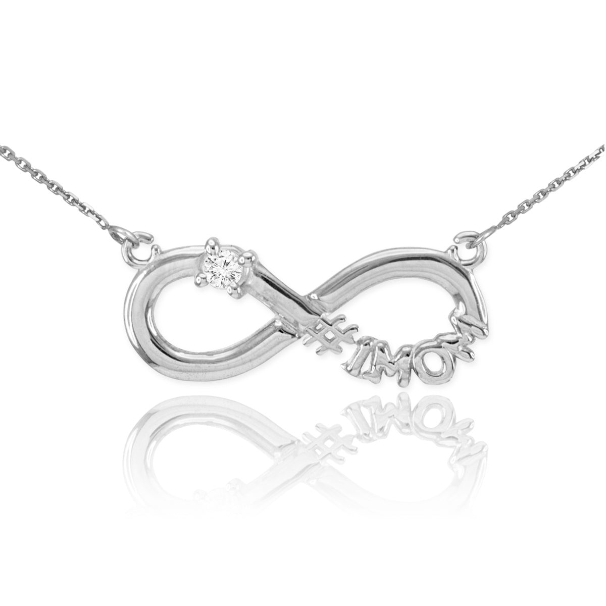 Sterling Silver Infinity #1MOM CZ Birthstone Necklace, view 2