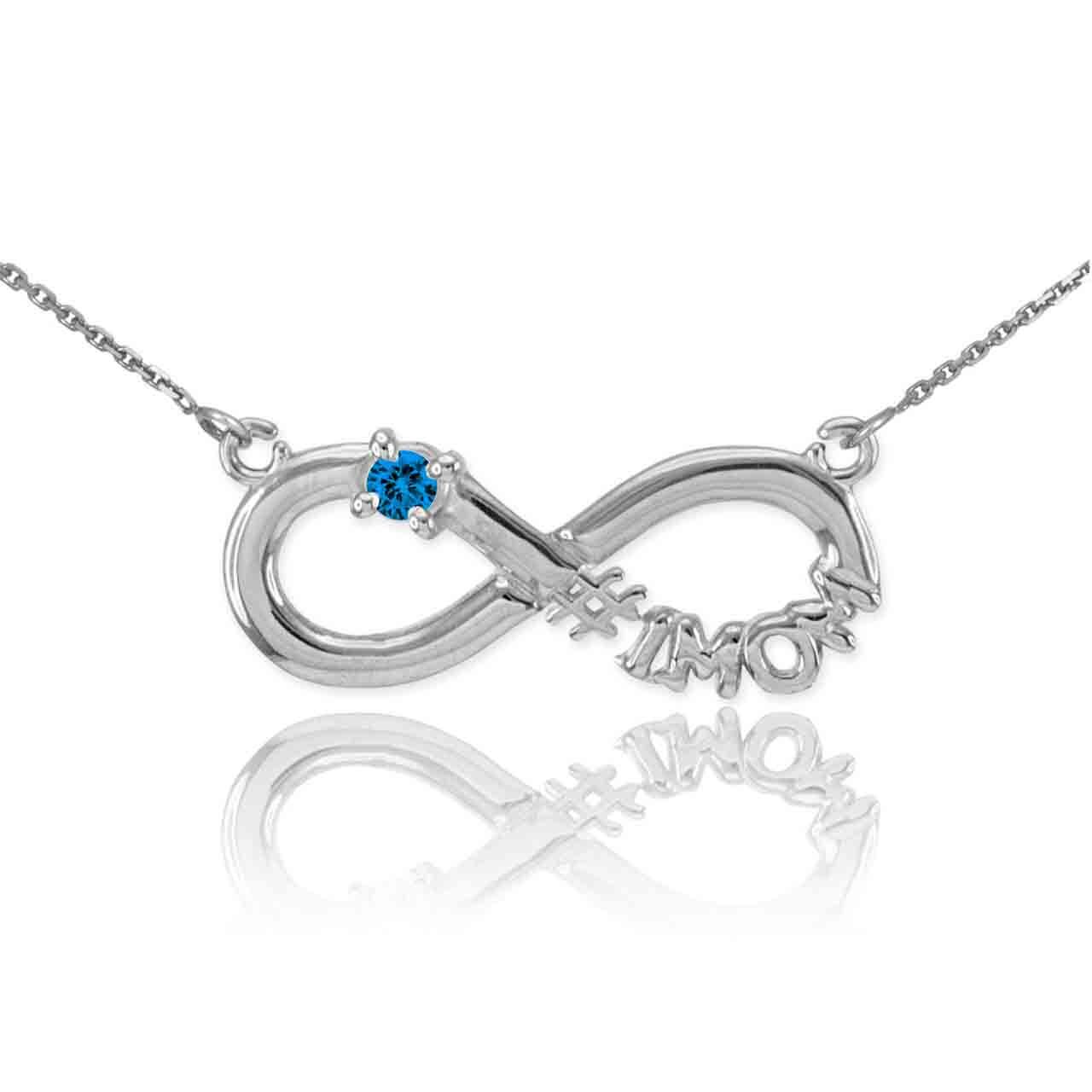 Sterling Silver Infinity #1MOM CZ Birthstone Necklace, view 13
