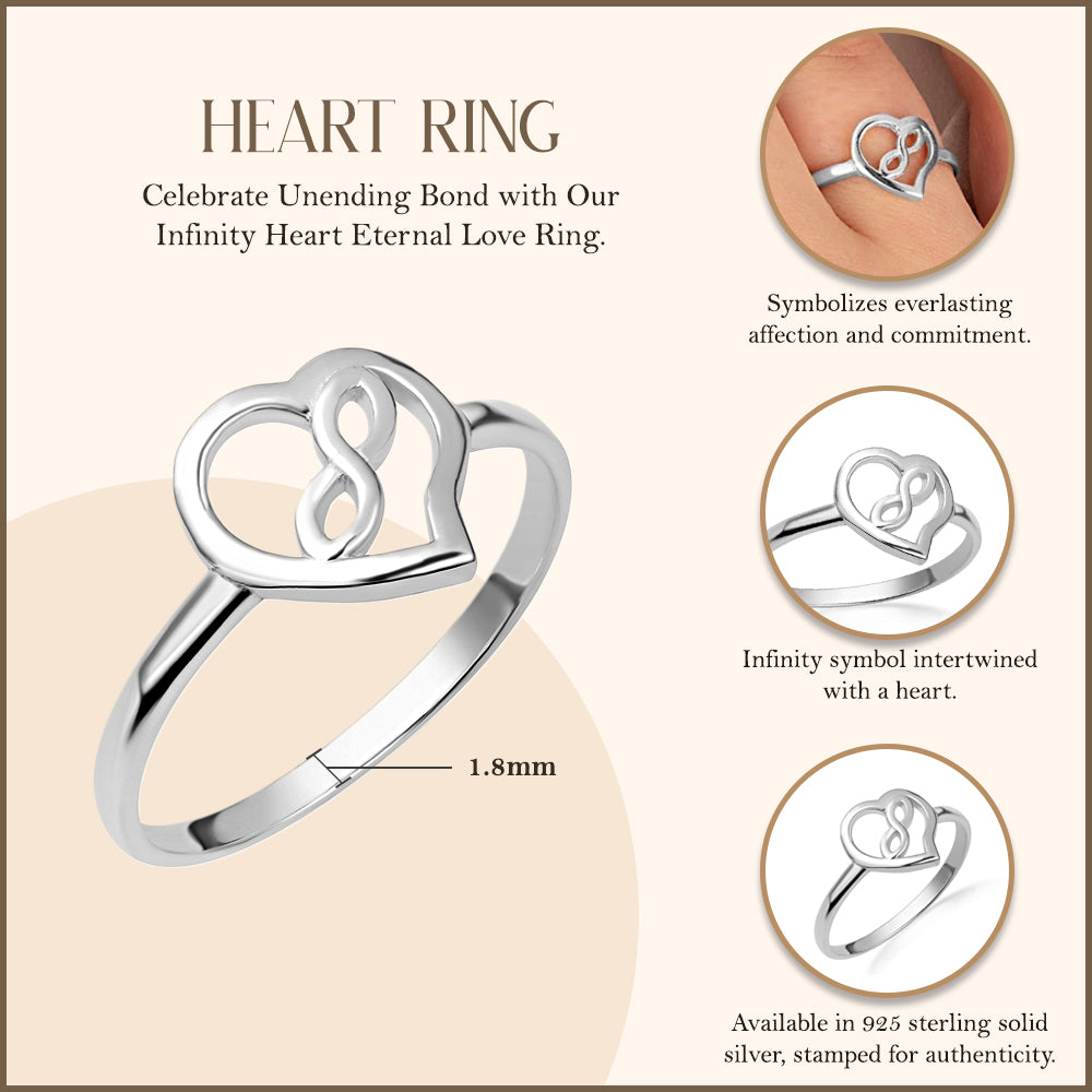 Sterling Silver Infinity Heart Eternal Love Ring, view 3