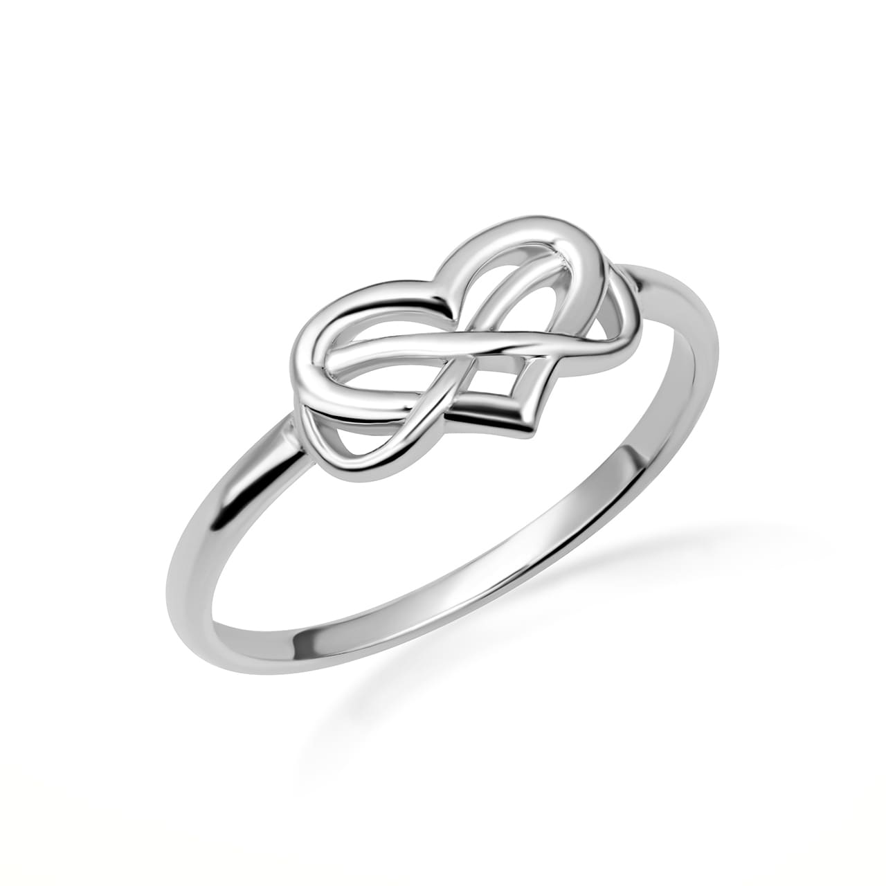 Sterling Silver Infinity Heart Intertwined Love Ring