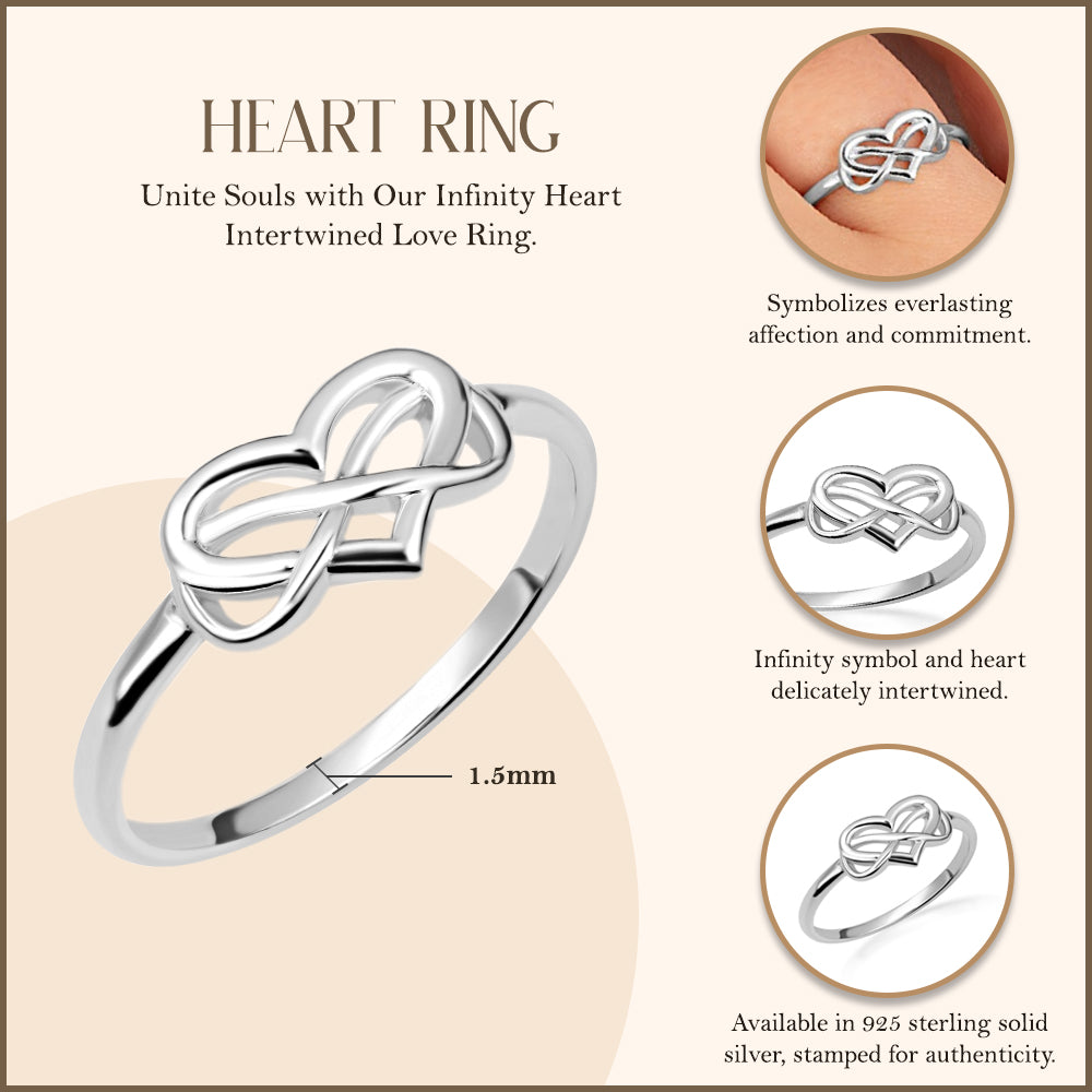Sterling Silver Infinity Heart Intertwined Love Ring, view 3