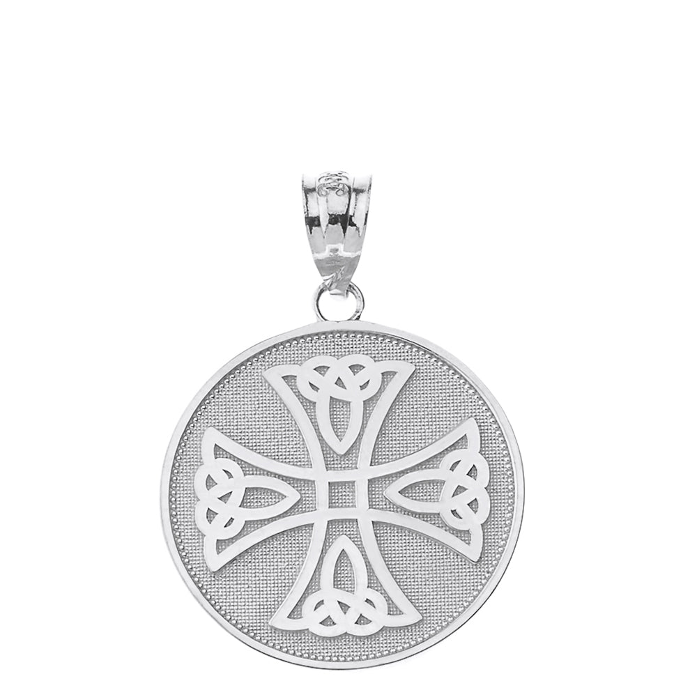 Sterling Silver Infinity Knot Celtic Cross Disc Pendant Necklace, view 2