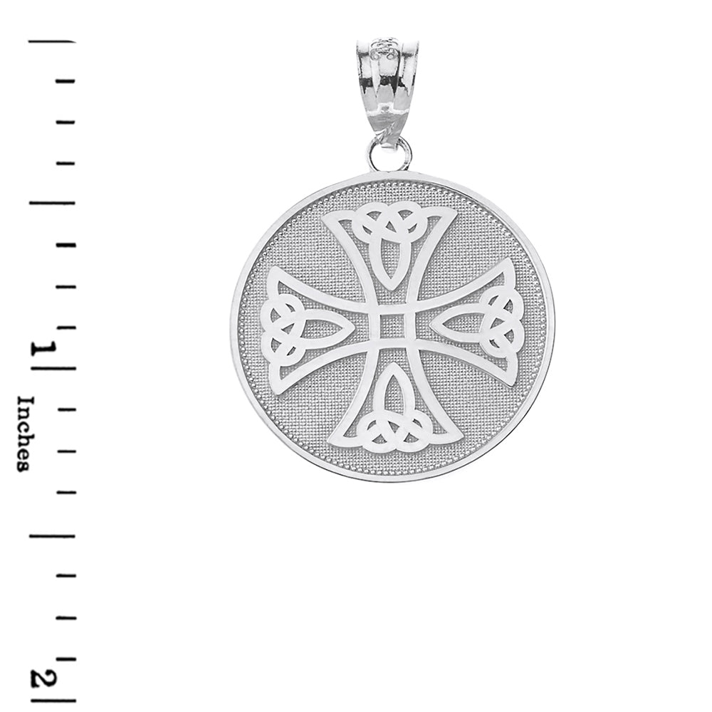 Sterling Silver Infinity Knot Celtic Cross Disc Pendant Necklace, view 3