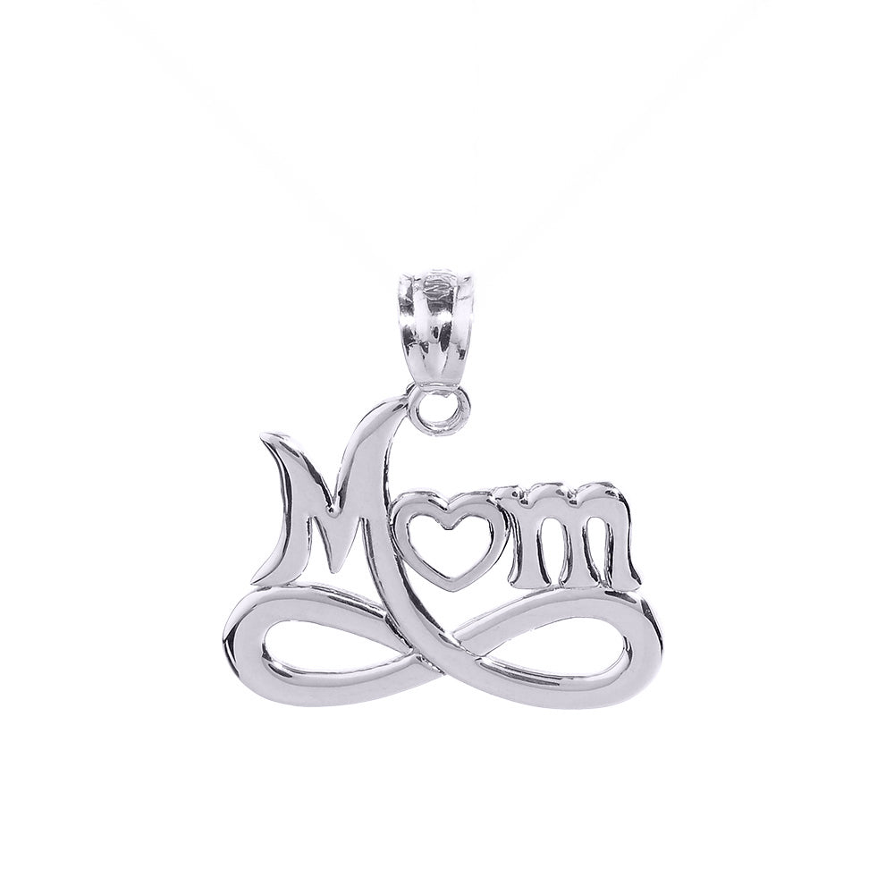 Sterling Silver Infinity "MOM" Open Heart Pendant Necklace, view 2