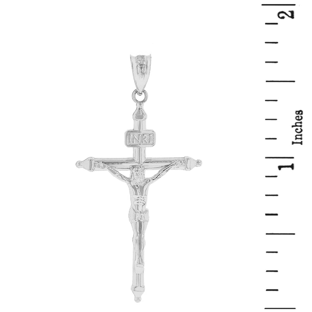 Sterling Silver INRI Christ Passion Cross Crucifix Pendant Necklace 1.7" (43 mm), view 3