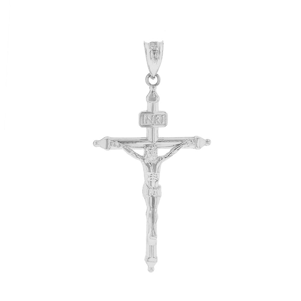 Sterling Silver INRI Christ Passion Cross Crucifix Pendant Necklace 1.2" (32 mm), view 2