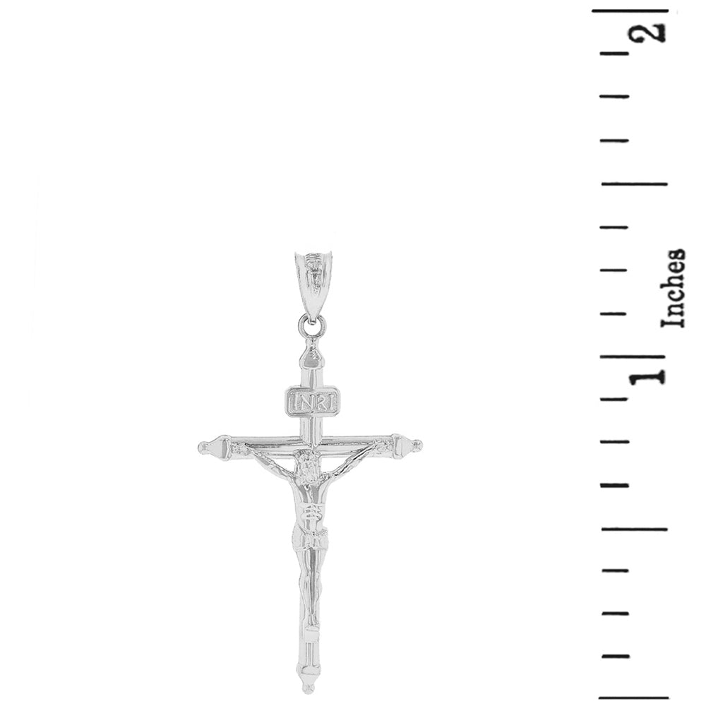 Sterling Silver INRI Christ Passion Cross Crucifix Pendant Necklace 1.2" (32 mm), view 3
