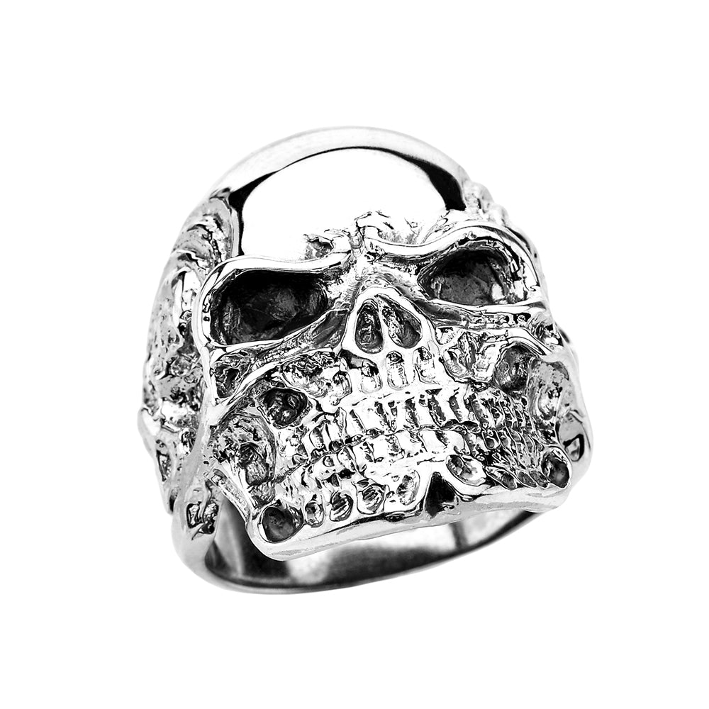 Sterling Silver Intimidating Skull Wide Cast Ring
