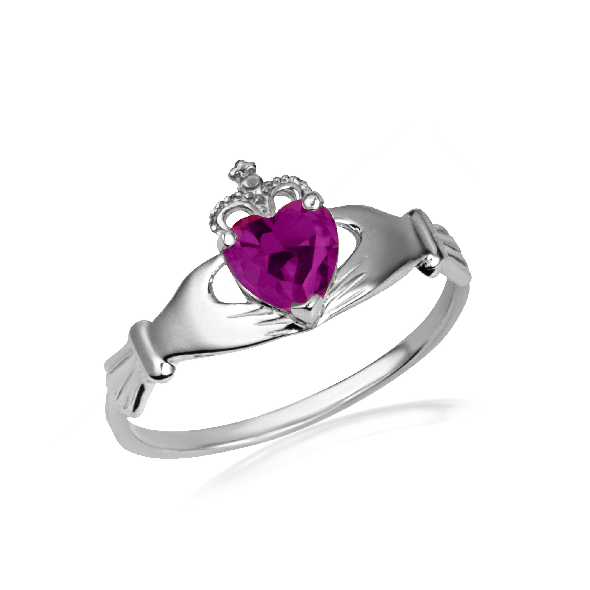 Sterling Silver Irish Celtic Claddagh Heart Birthstone Ring, view 5