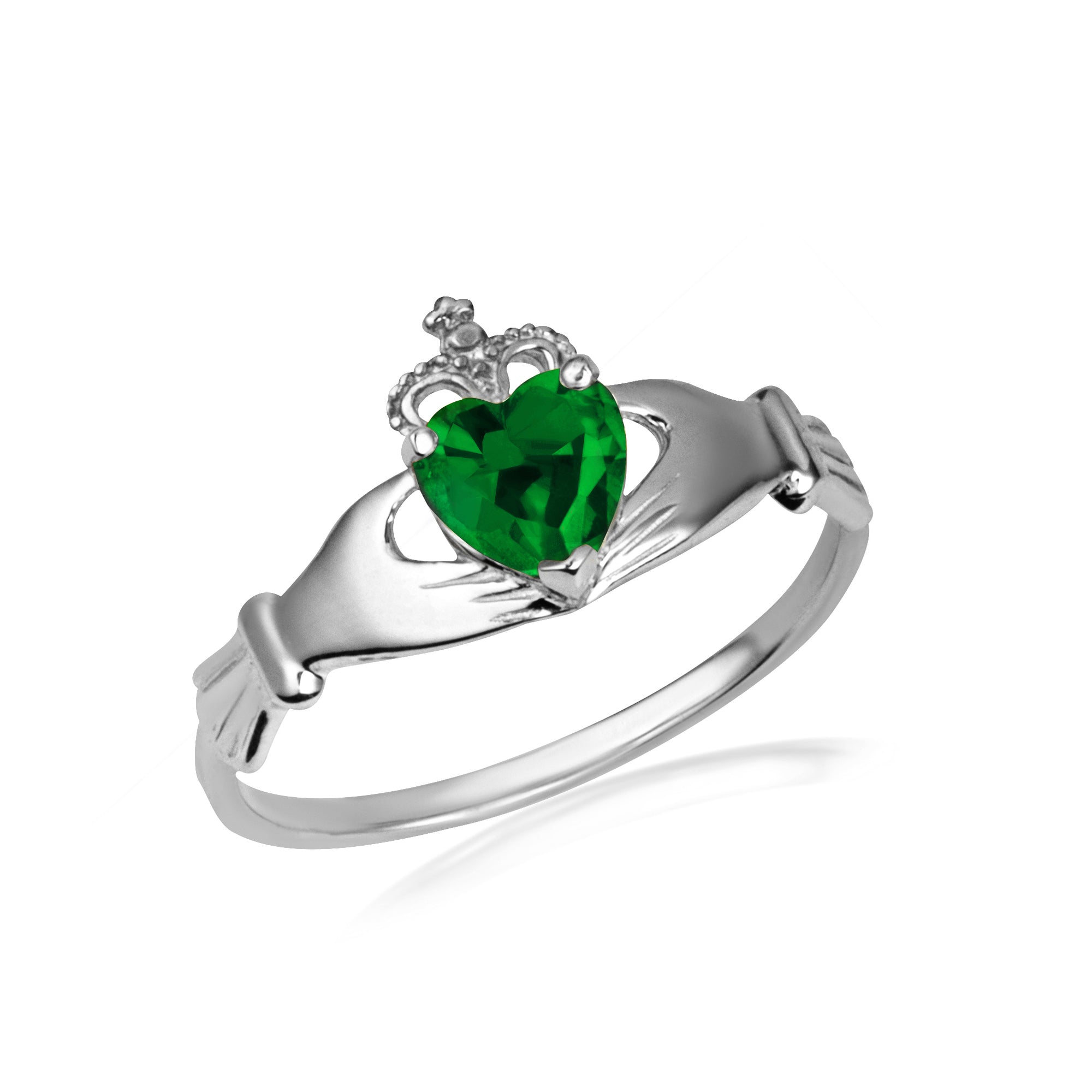 Sterling Silver Irish Celtic Claddagh Heart Birthstone Ring, view 6