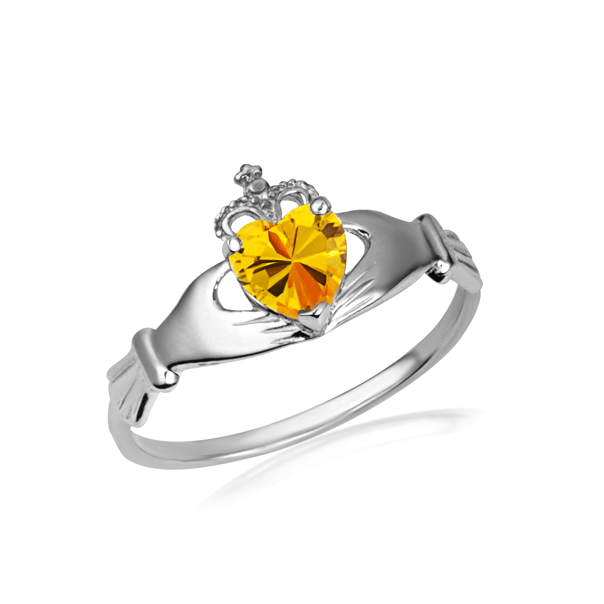 Sterling Silver Irish Celtic Claddagh Heart Birthstone Ring, view 8