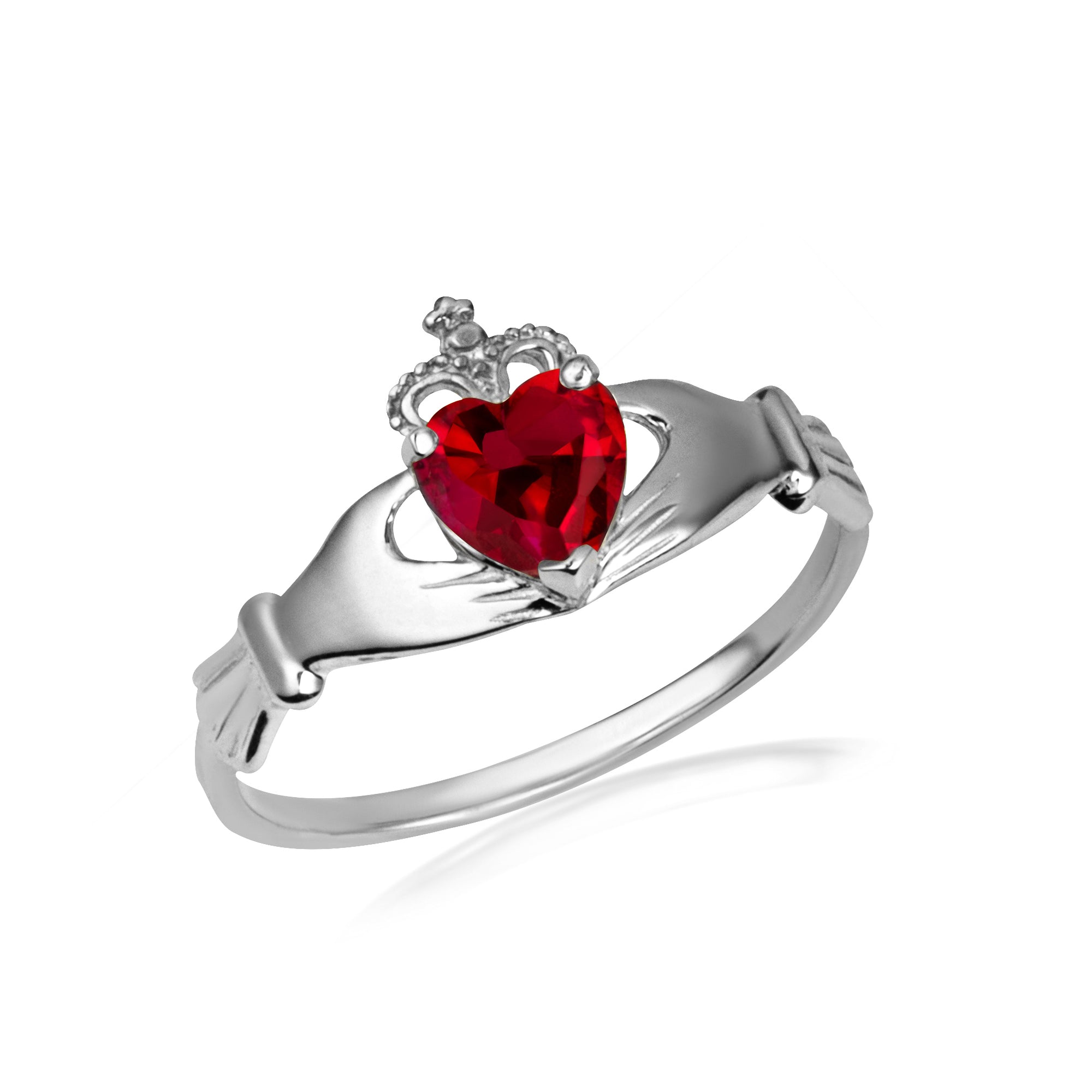 Sterling Silver Irish Celtic Claddagh Heart Birthstone Ring, view 13