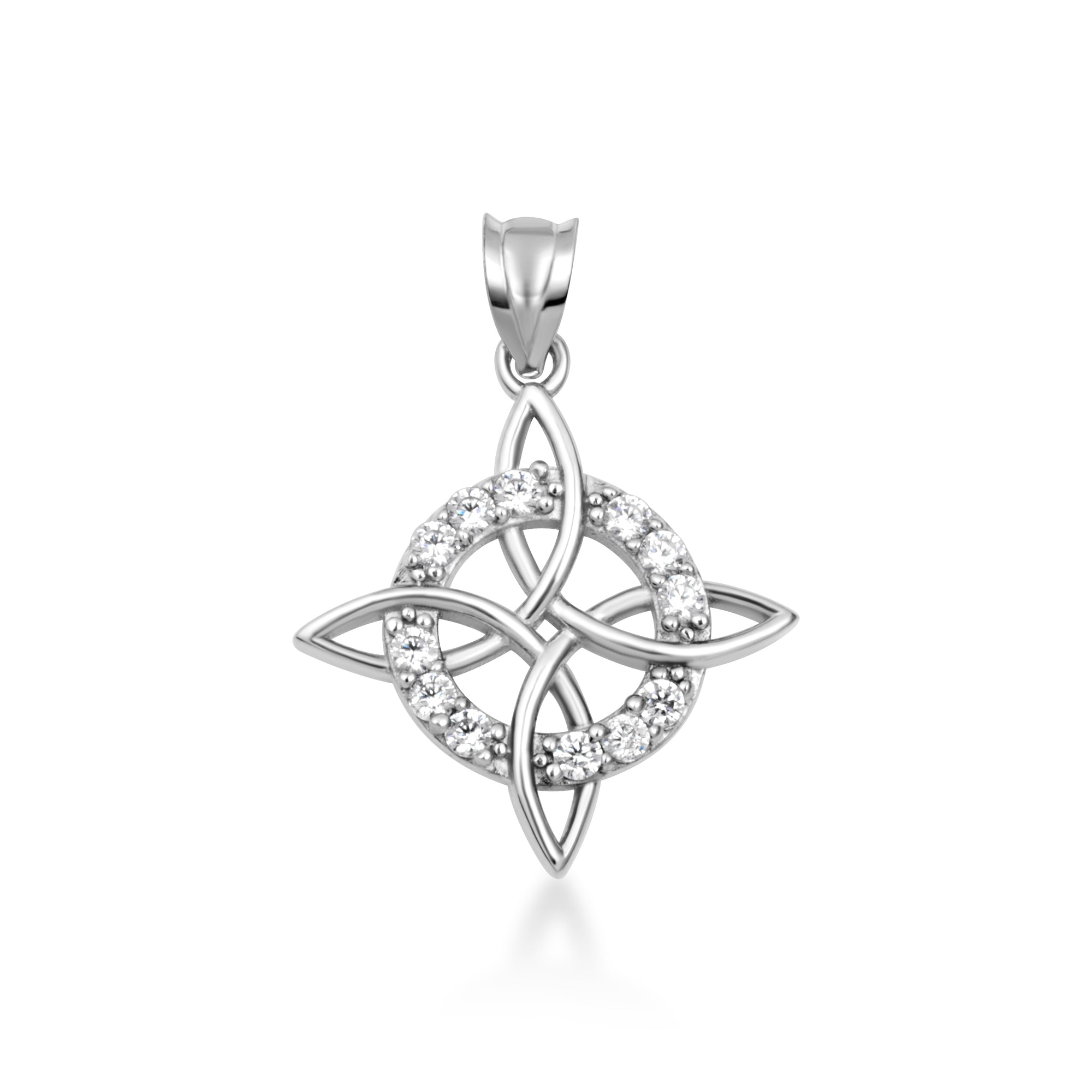 Sterling Silver Irish Celtic Cross Halo Trinity Knot Pendant Necklace