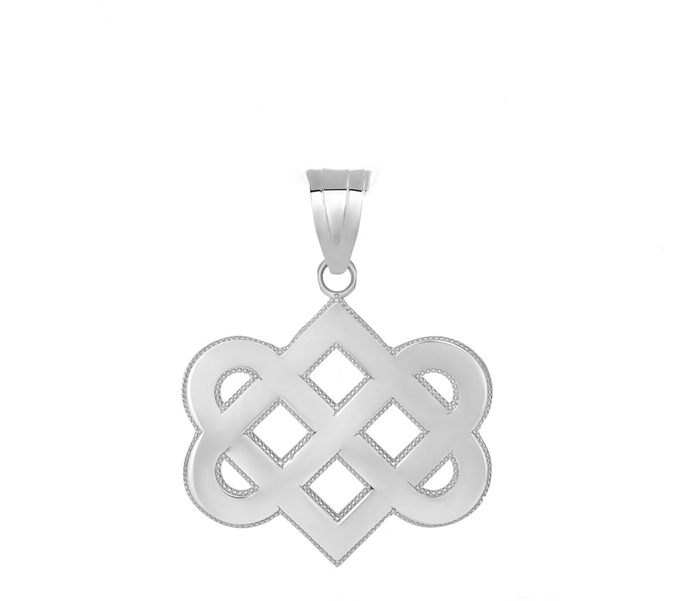 Sterling Silver Irish Celtic Infinity Heart Love Knot Milgrain Pendant Necklace, view 2